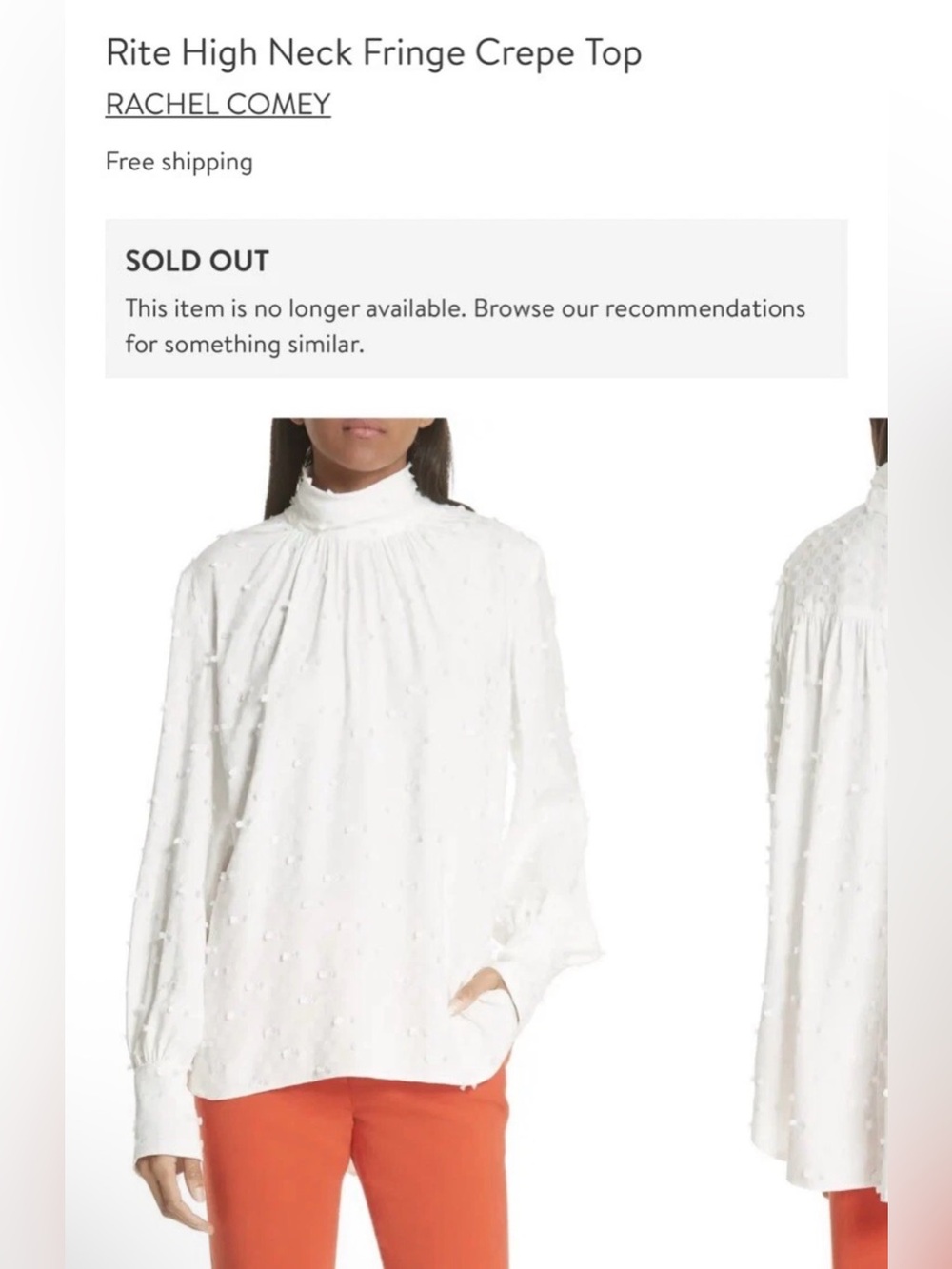 NWT Rachel Comey 2 Black Rite High Neck Fringe Crepe Textured Top Blouse Org$395 - Picture 5 of 9